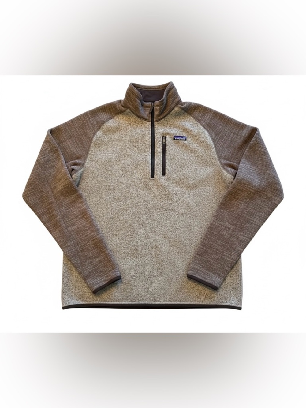 Patagonia Quarter-Zip Pullover - Heather Gray & Brown Mens XXL